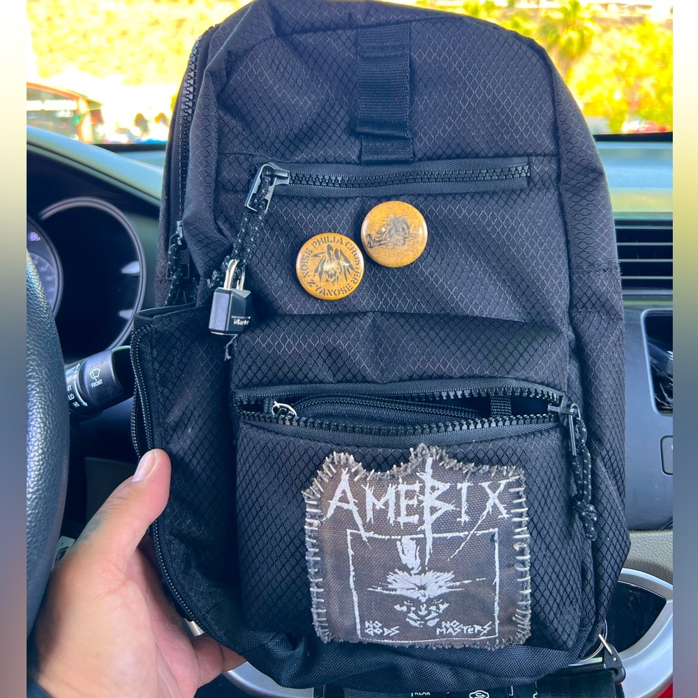 Adidas adjustable shoulder bag DIY crust punk Amebix